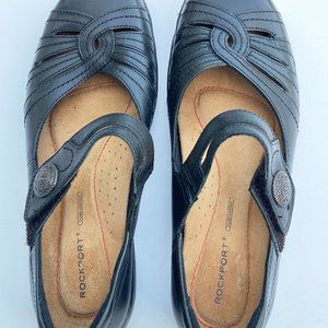 Rockport Women's Black Leather Mary Janes Velcro Strap Size 8